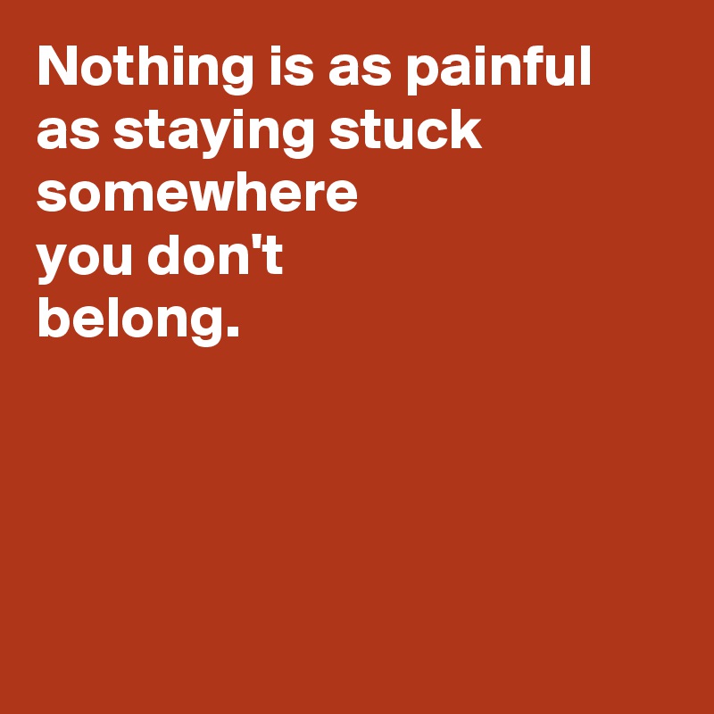 Nothing is as painful as staying stuck somewhere 
you don't 
belong.




