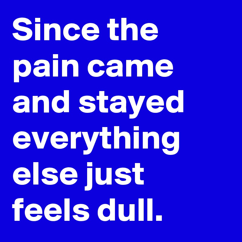 Since the pain came and stayed everything else just feels dull.