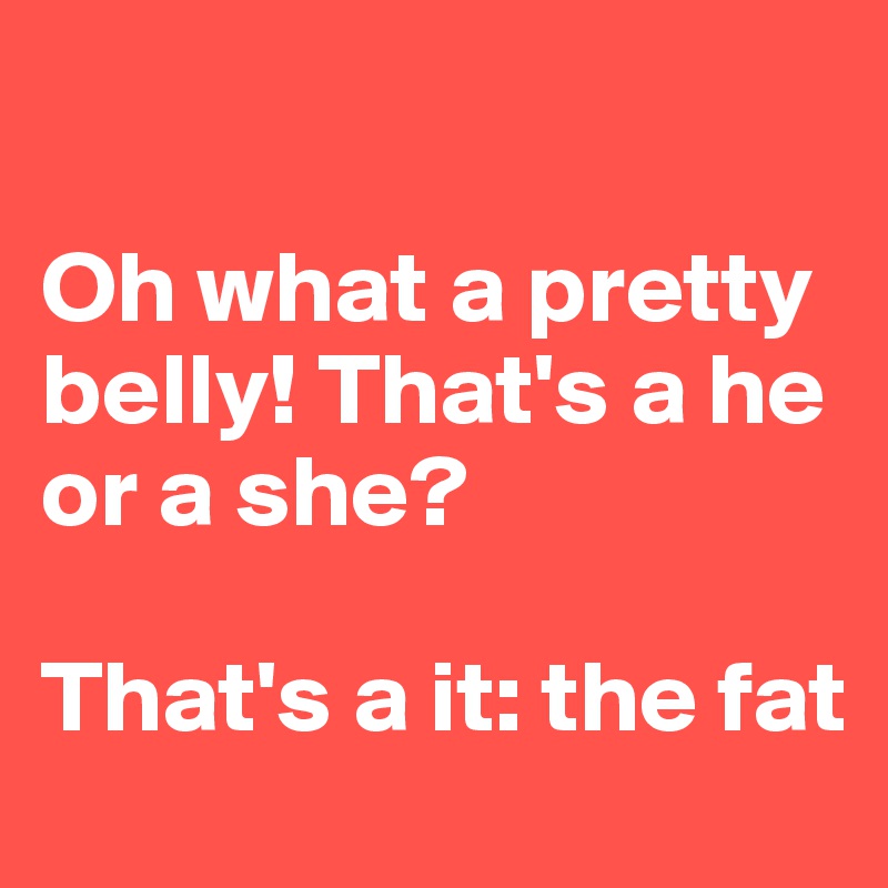 

Oh what a pretty belly! That's a he or a she? 

That's a it: the fat