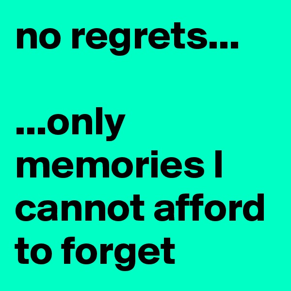 no regrets...

...only memories I cannot afford to forget