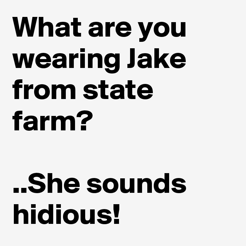 What are you wearing Jake from state farm?

..She sounds hidious!