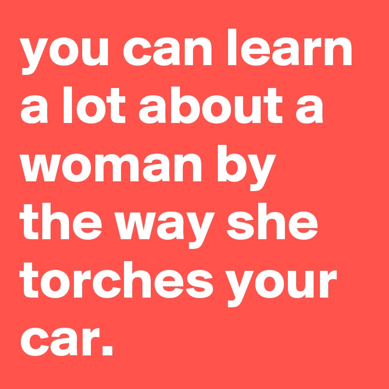 you can learn a lot about a woman by the way she torches your car.