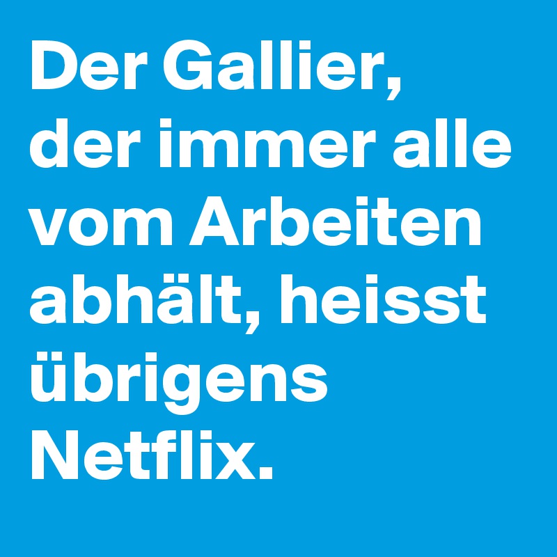 Der Gallier, der immer alle vom Arbeiten abhält, heisst übrigens Netflix.