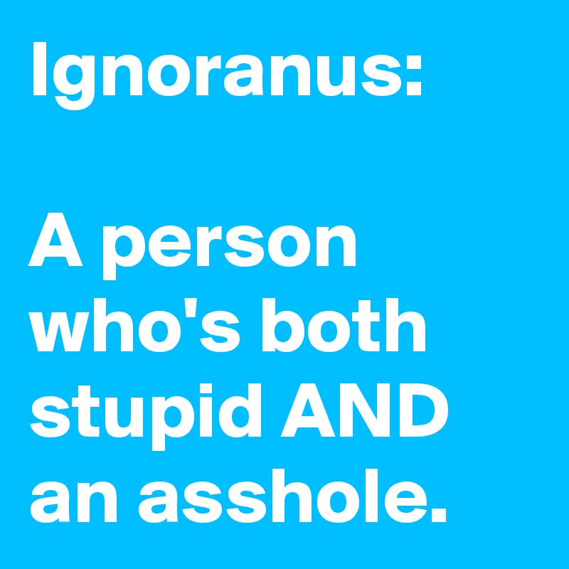 Ignoranus:

A person who's both stupid AND an asshole.