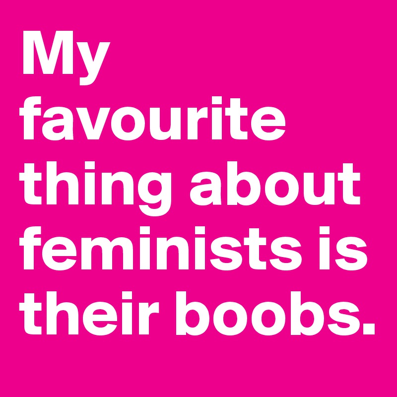My favourite thing about feminists is their boobs.