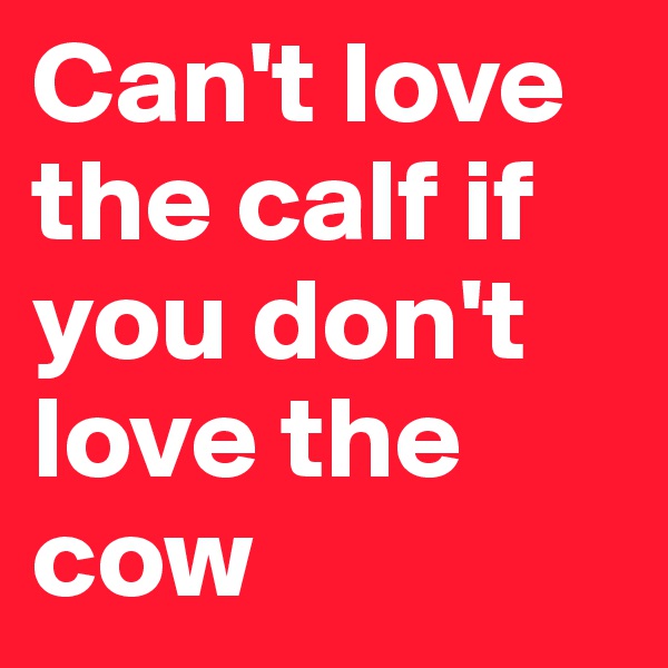 Can't love the calf if you don't love the cow