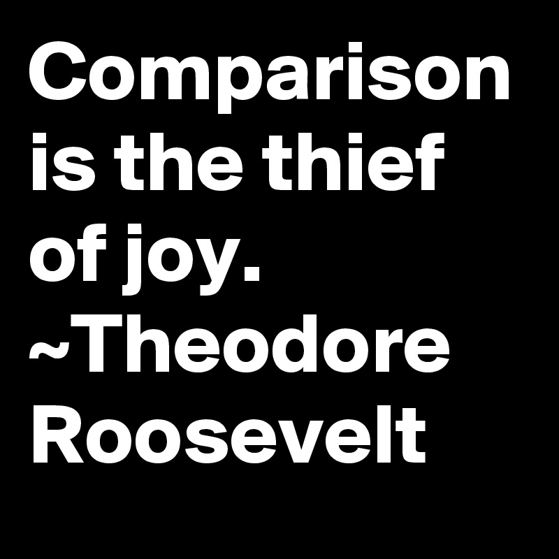 Comparison is the thief of joy.
~Theodore Roosevelt