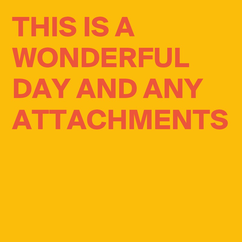 THIS IS A WONDERFUL DAY AND ANY ATTACHMENTS