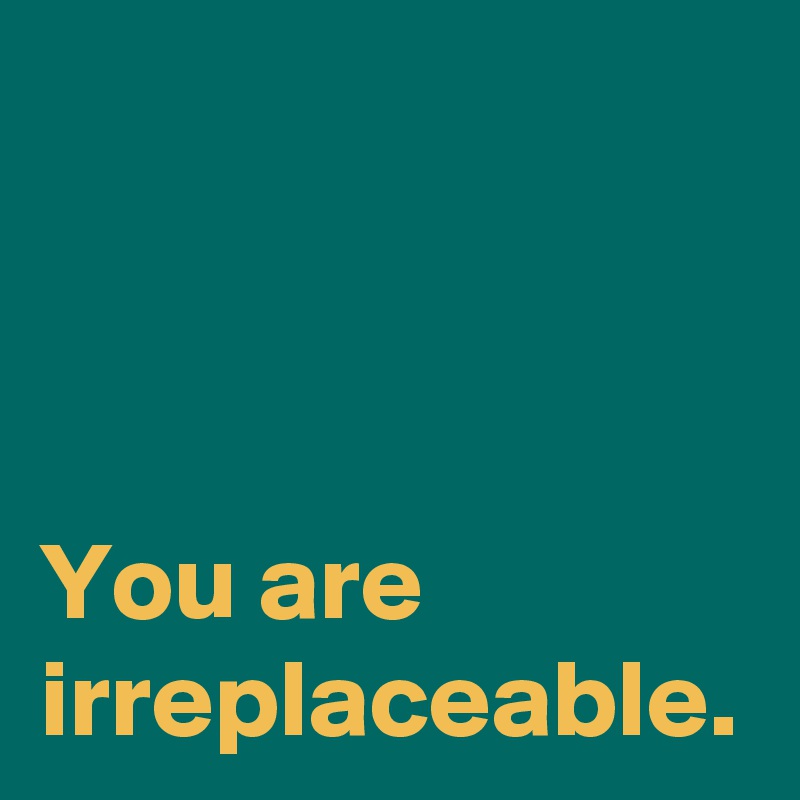 You are irreplaceable. - Post by AndSheCame on Boldomatic