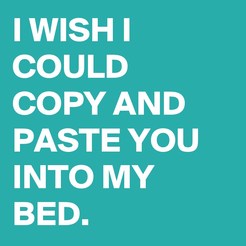 I WISH I COULD COPY AND PASTE YOU INTO MY BED. 