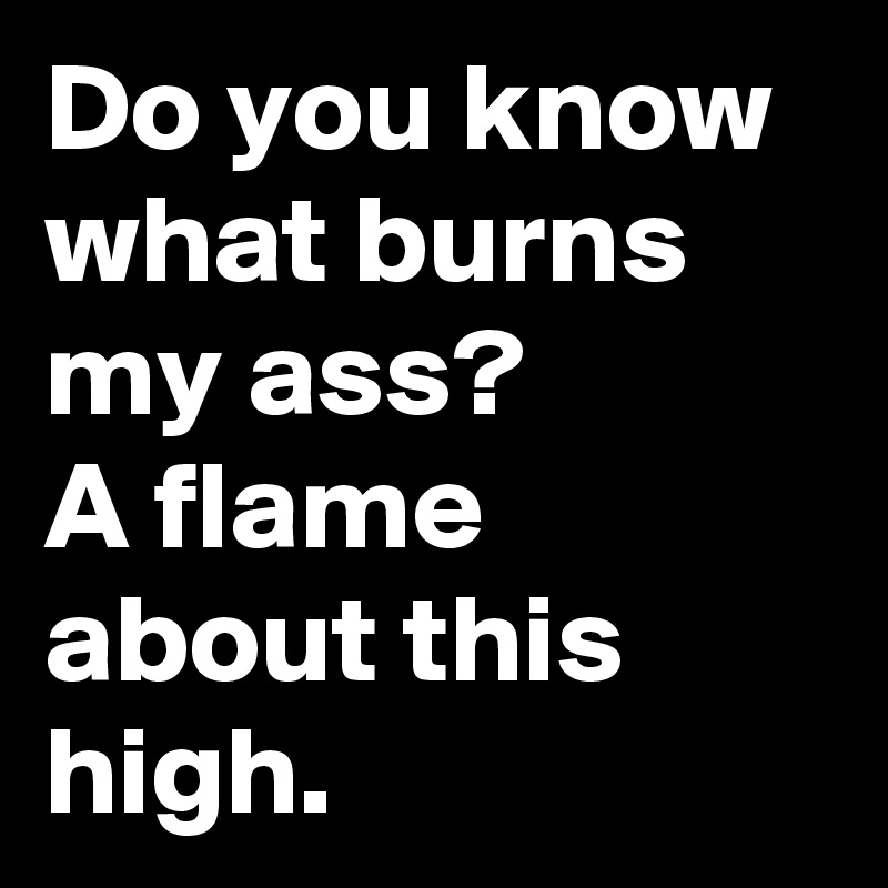 Do you know what burns my ass?
A flame about this high.