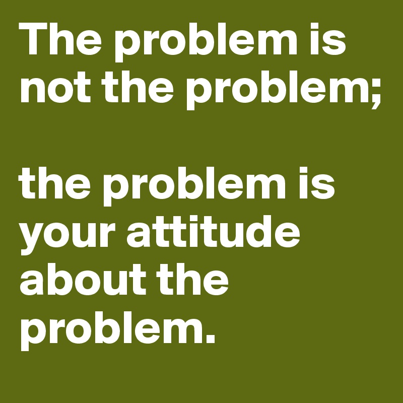 The problem is not the problem;

the problem is your attitude about the problem.