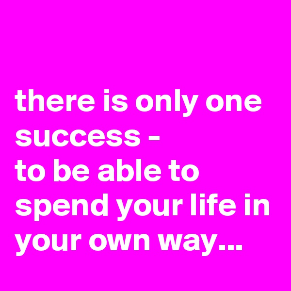 

there is only one success - 
to be able to spend your life in your own way...