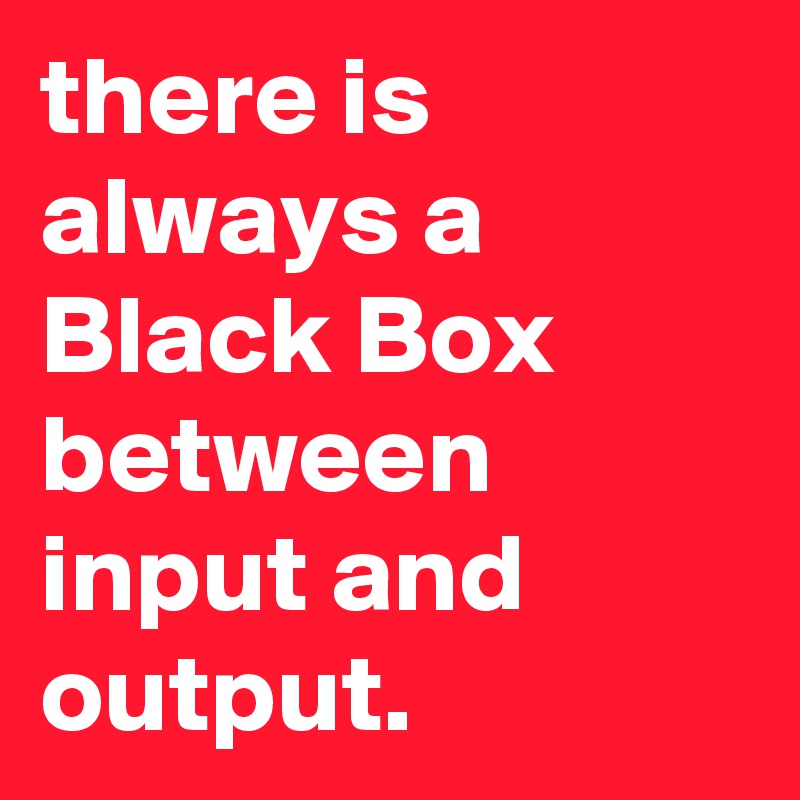 there is always a Black Box  between input and output.