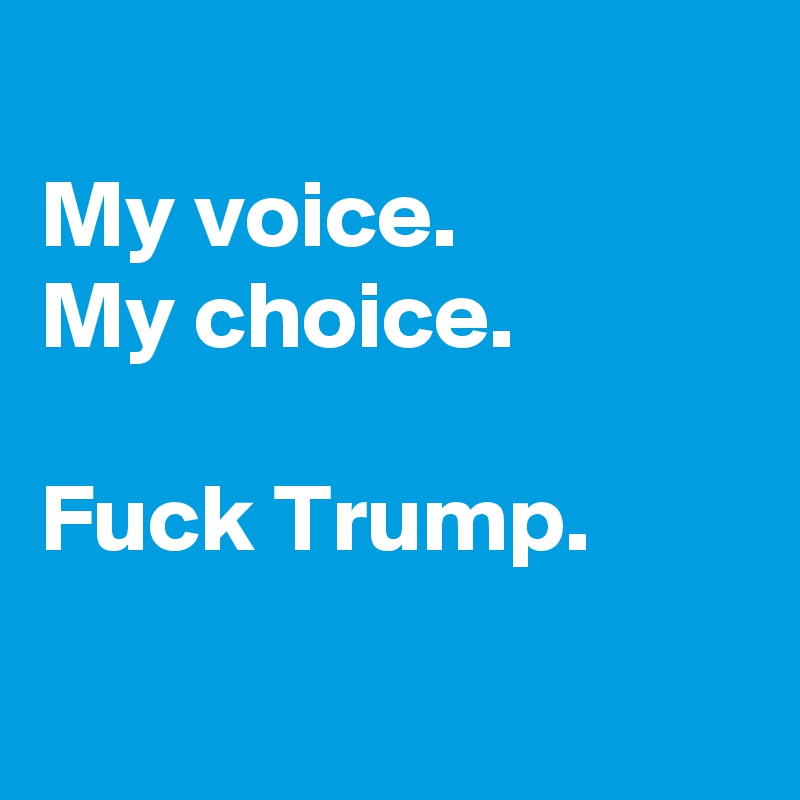 
My voice. 
My choice. 

Fuck Trump. 

