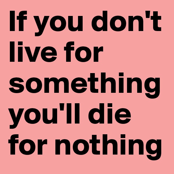 If you don't live for somethingyou'll die for nothing