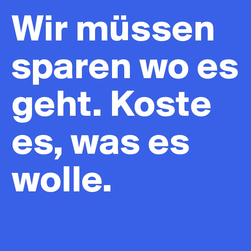 Wir müssen sparen wo es geht. Koste es, was es wolle. 