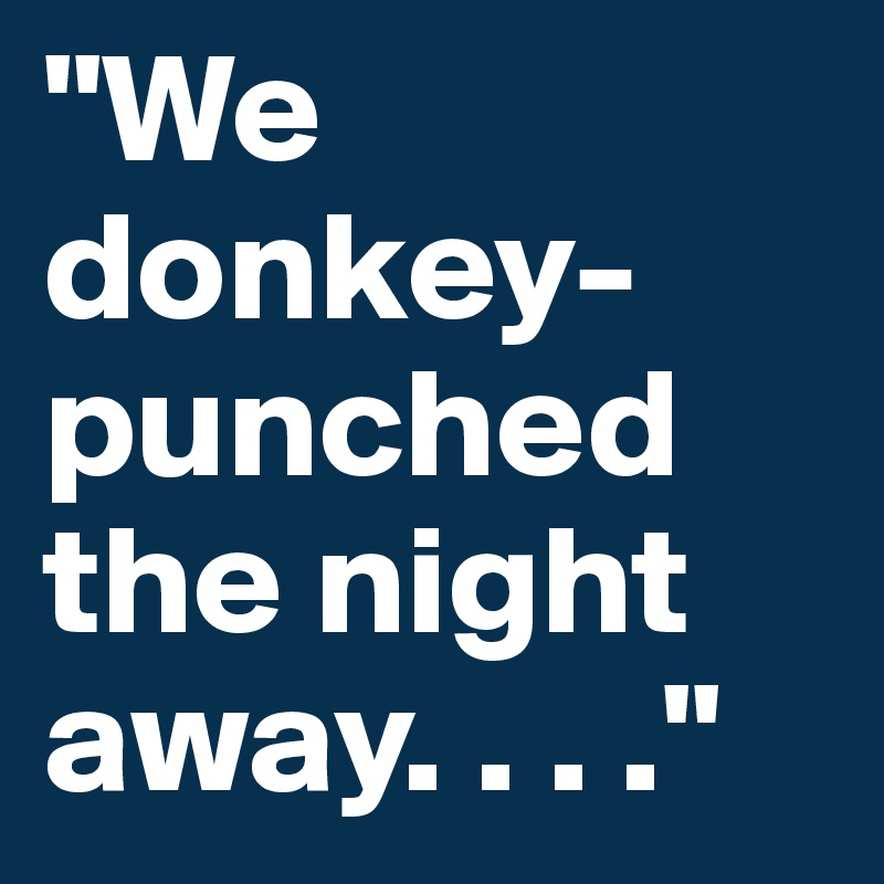 "We donkey-punched the night away. . . ."