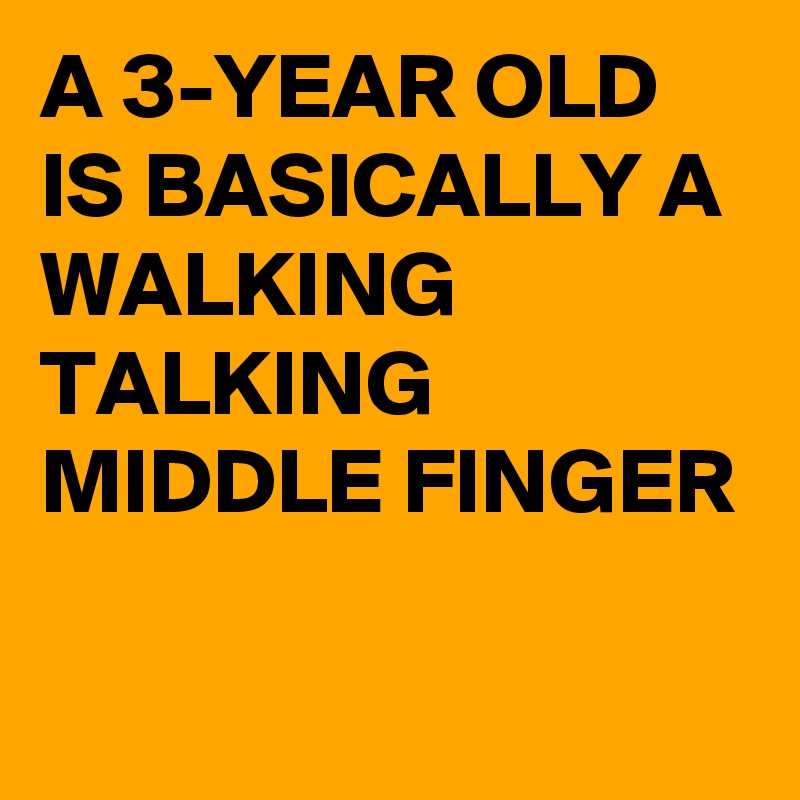 A 3-YEAR OLD IS BASICALLY A WALKING TALKING MIDDLE FINGER

