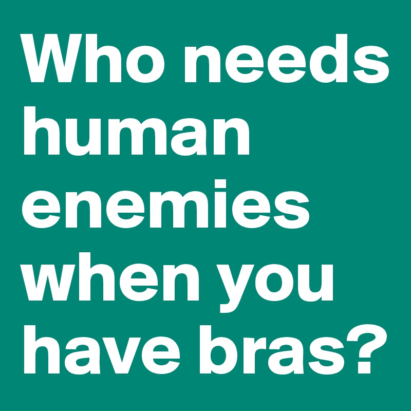 Who needs human enemies when you have bras?