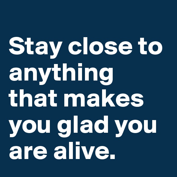 
Stay close to anything that makes you glad you are alive.