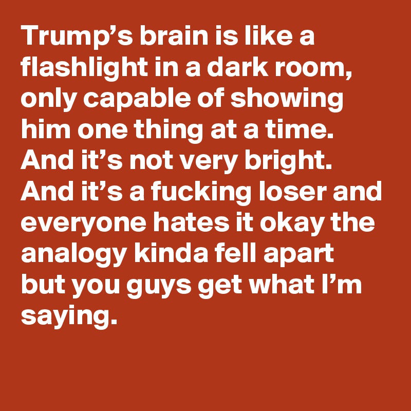 Trump S Brain Is Like A Flashlight In A Dark Room Only