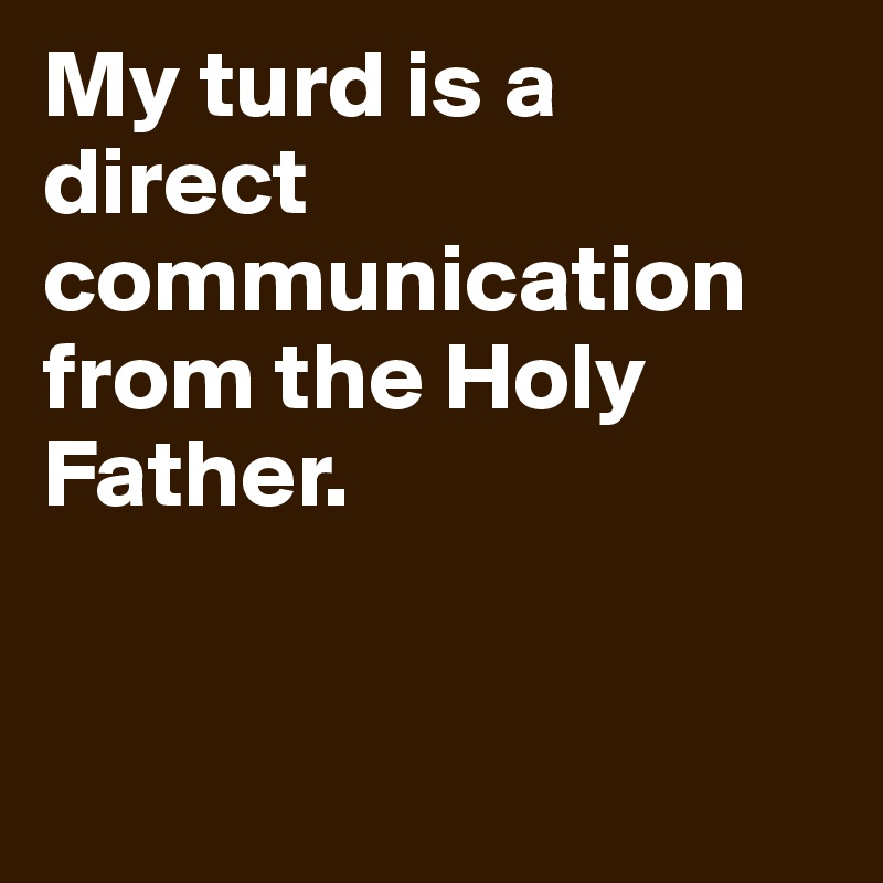 My turd is a direct communication from the Holy Father. 



