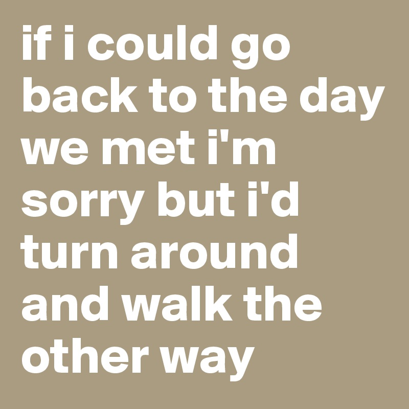 if i could go back to the day we met i'm sorry but i'd turn around and walk the other way 