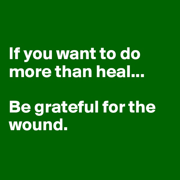 

If you want to do more than heal...

Be grateful for the wound.

