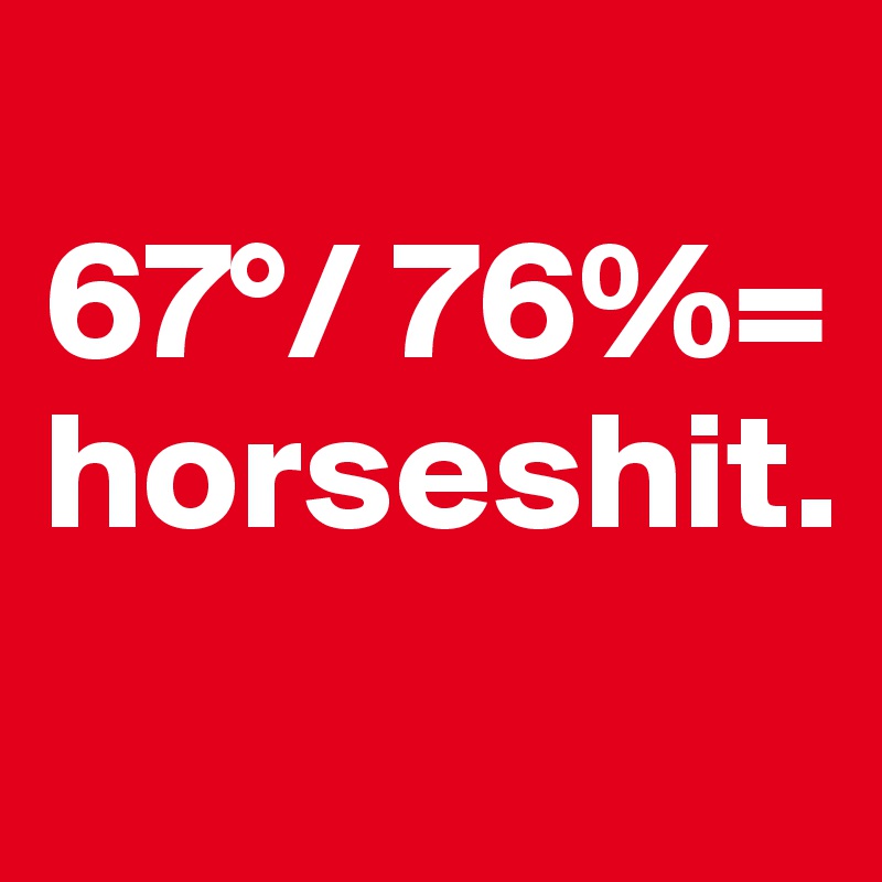
67°/ 76%= horseshit. 
