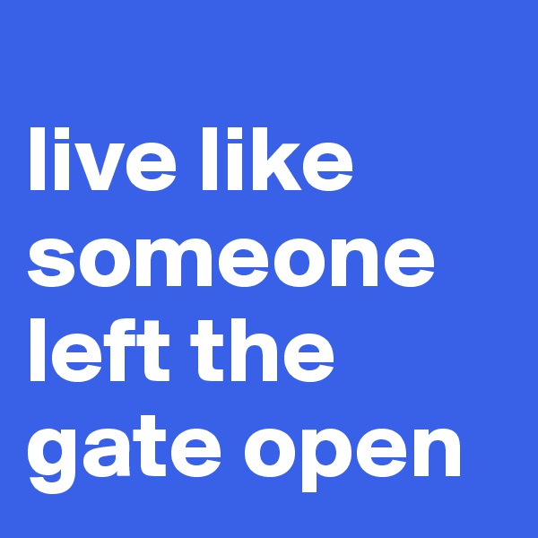 
live like someone left the gate open
