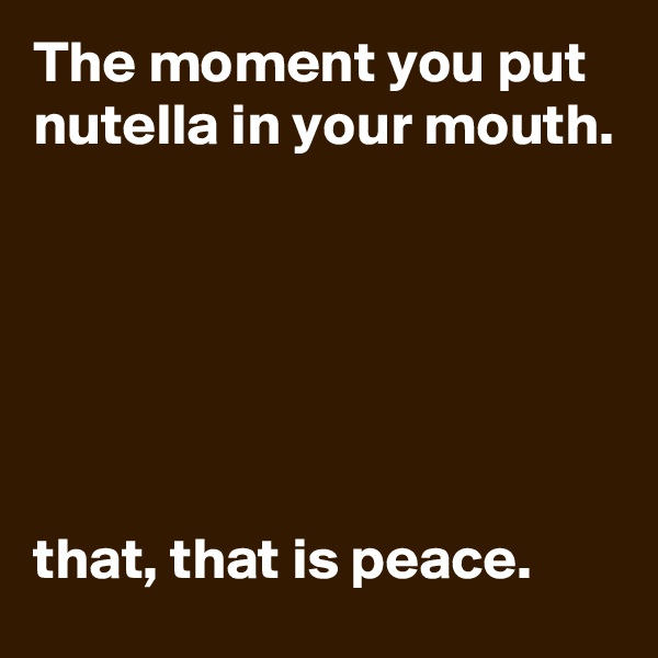 The moment you put nutella in your mouth.






that, that is peace.