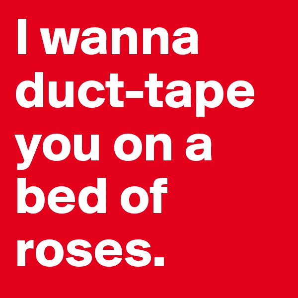 I wanna duct-tape you on a bed of roses.