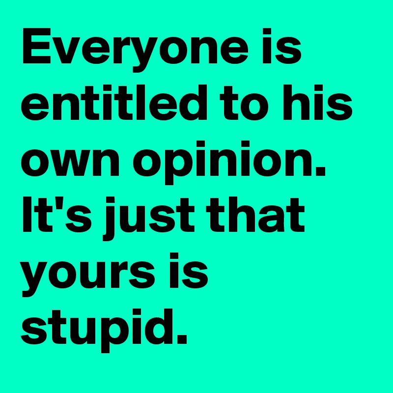 Everyone is entitled to his own opinion. It's just that yours is stupid.