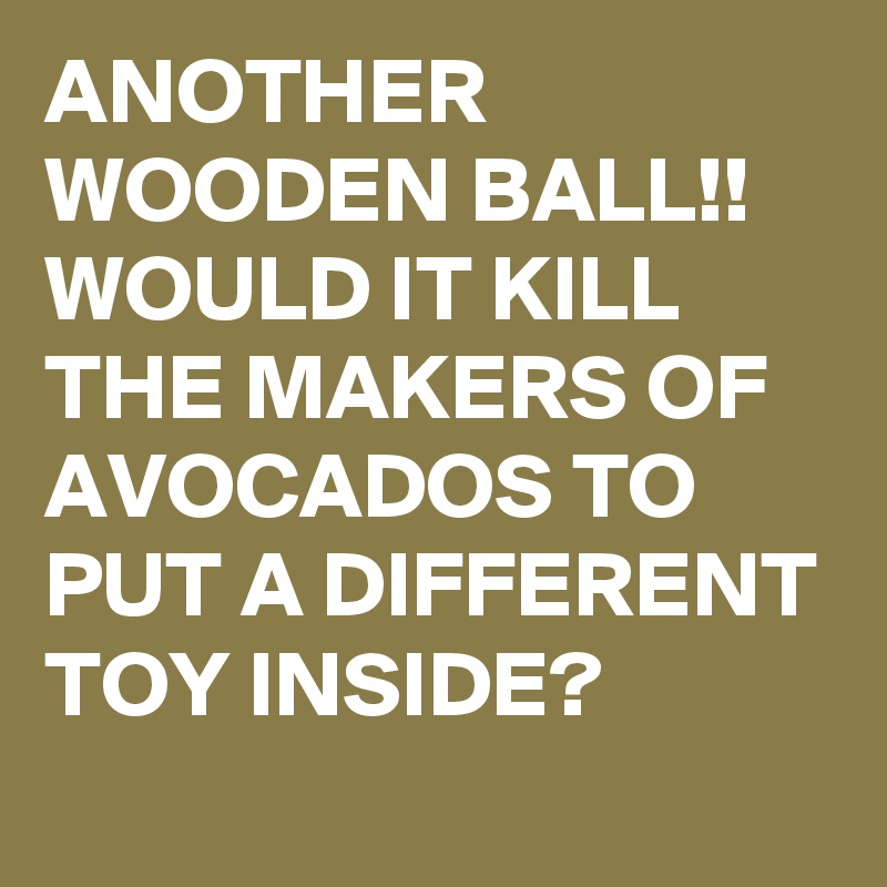 ANOTHER WOODEN BALL!! WOULD IT KILL THE MAKERS OF AVOCADOS TO PUT A DIFFERENT TOY INSIDE?