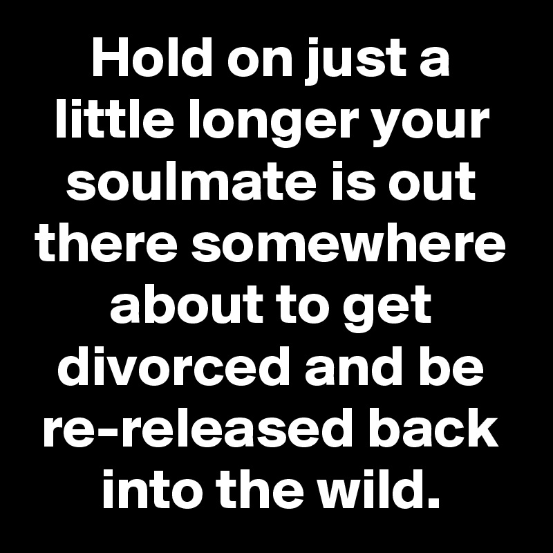 Hold on just a little longer your soulmate is out there somewhere about to get divorced and be re-released back into the wild.