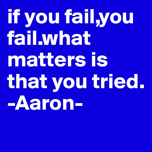 if you fail,you fail.what matters is  that you tried.
-Aaron-

