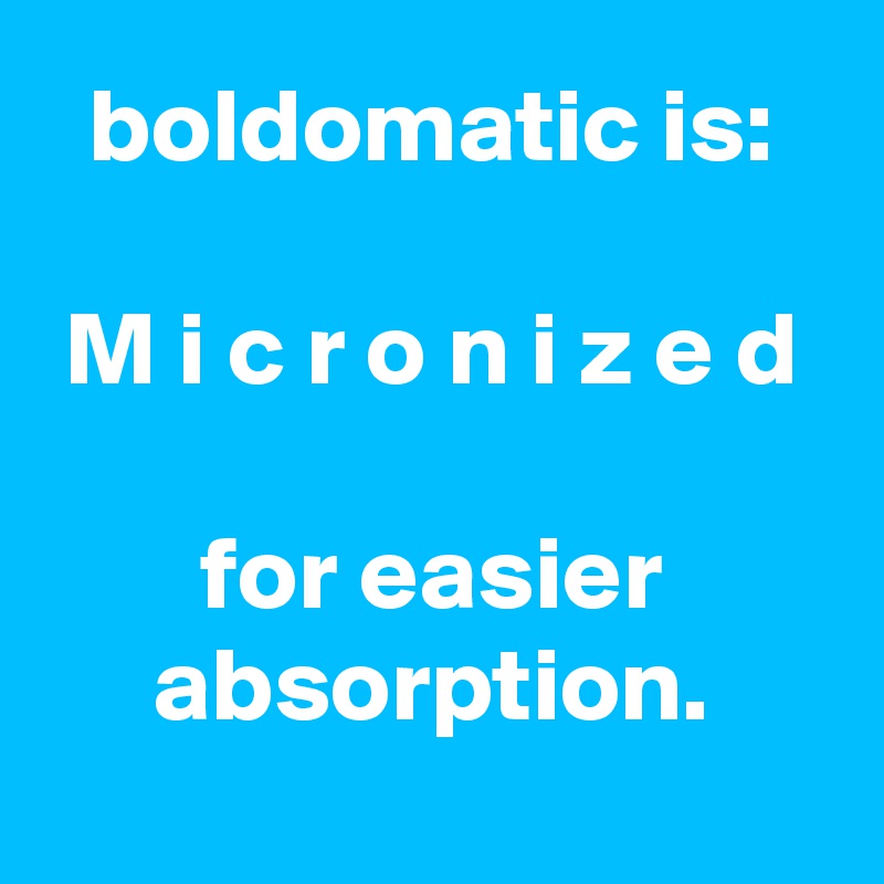 boldomatic is:

M i c r o n i z e d

for easier absorption.
