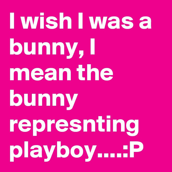 I wish I was a bunny, I mean the bunny represnting playboy....:P