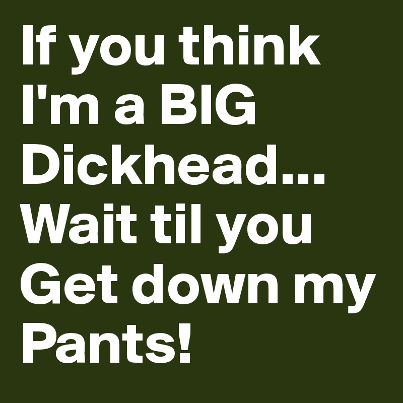 If you think I'm a BIG Dickhead...
Wait til you Get down my Pants!