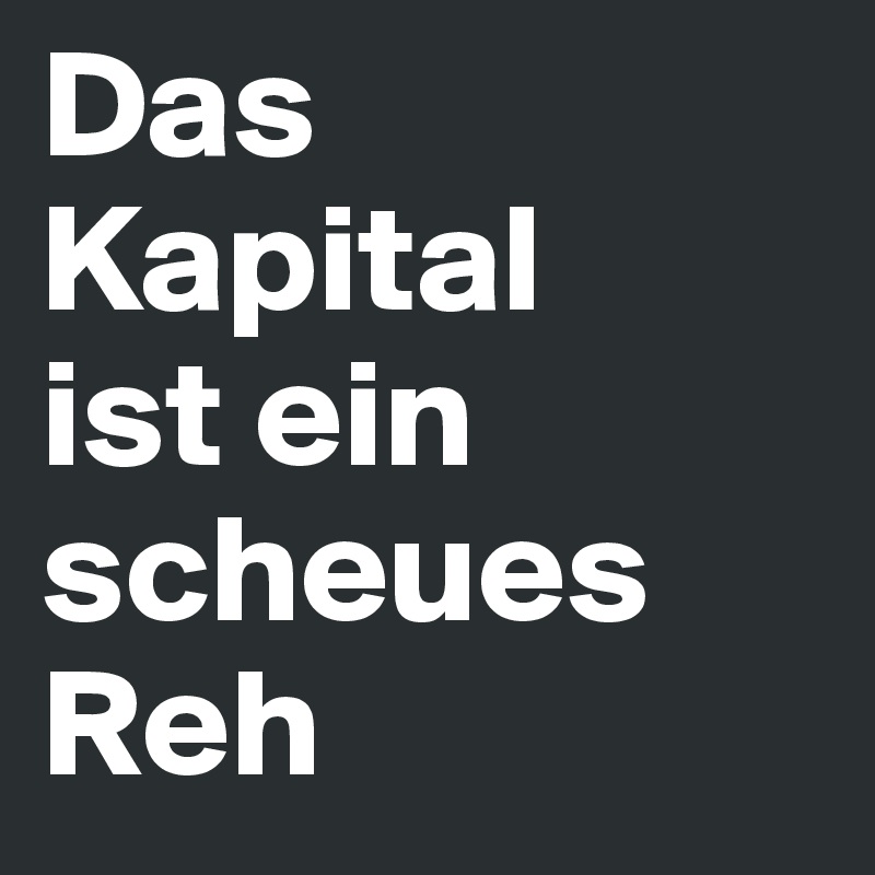 Das Kapital 
ist ein scheues Reh