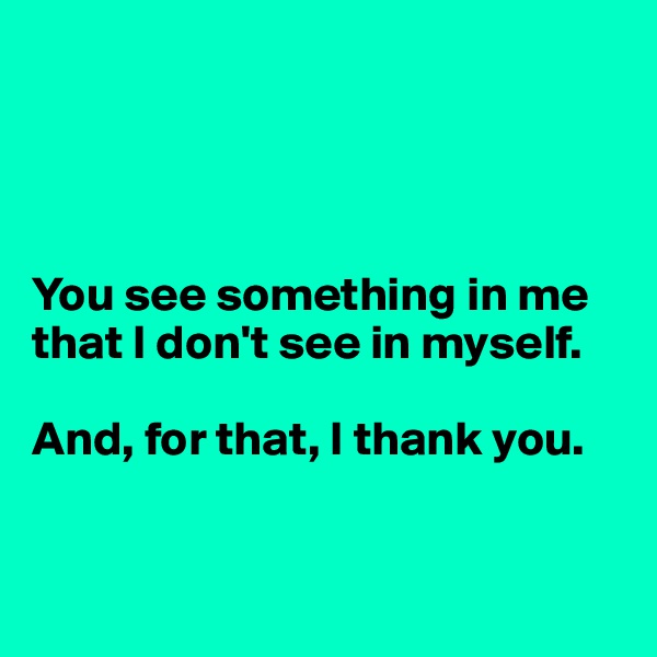 




You see something in me that I don't see in myself. 

And, for that, I thank you. 


