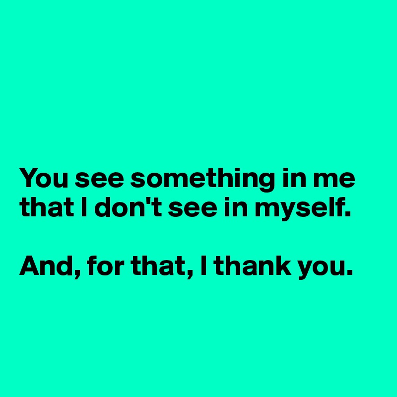




You see something in me that I don't see in myself. 

And, for that, I thank you. 


