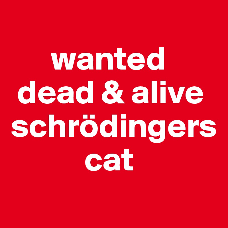 
      wanted
 dead & alive 
schrödingers   
           cat
