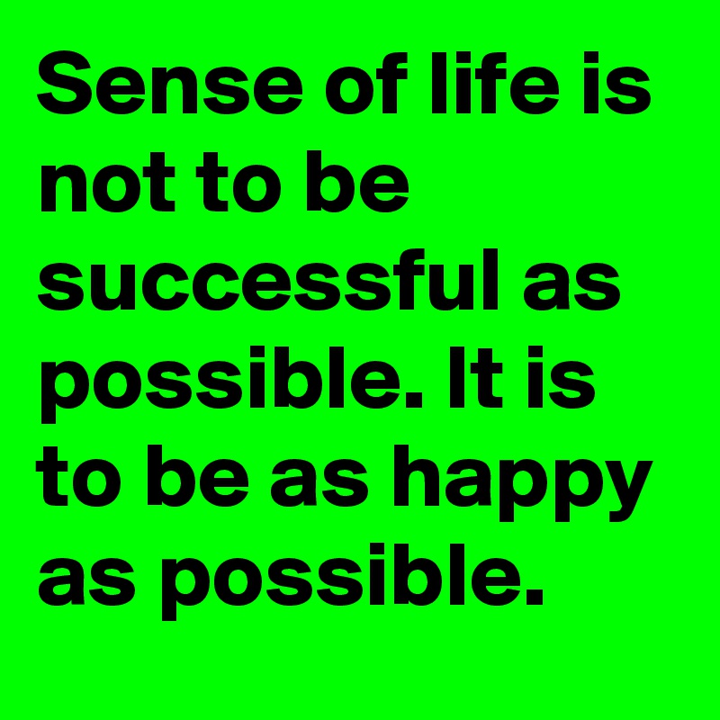 Sense of life is not to be successful as possible. It is to be as happy as possible. 