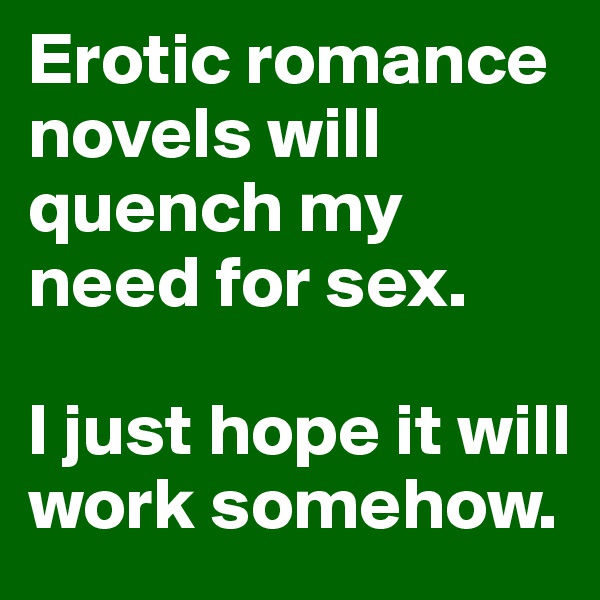 Erotic romance novels will quench my need for sex. 

I just hope it will work somehow. 
