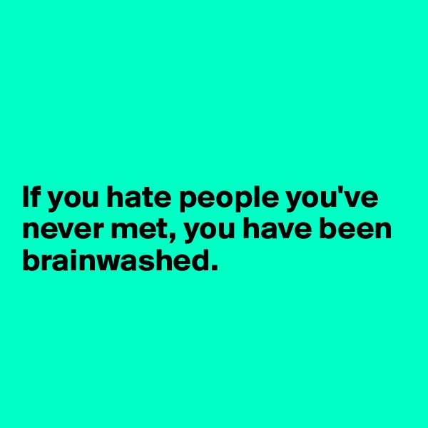 




If you hate people you've never met, you have been brainwashed.



