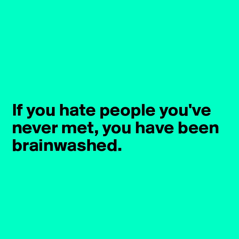 




If you hate people you've never met, you have been brainwashed.



