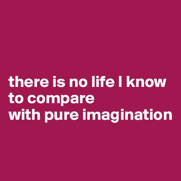 



there is no life I know to compare 
with pure imagination

