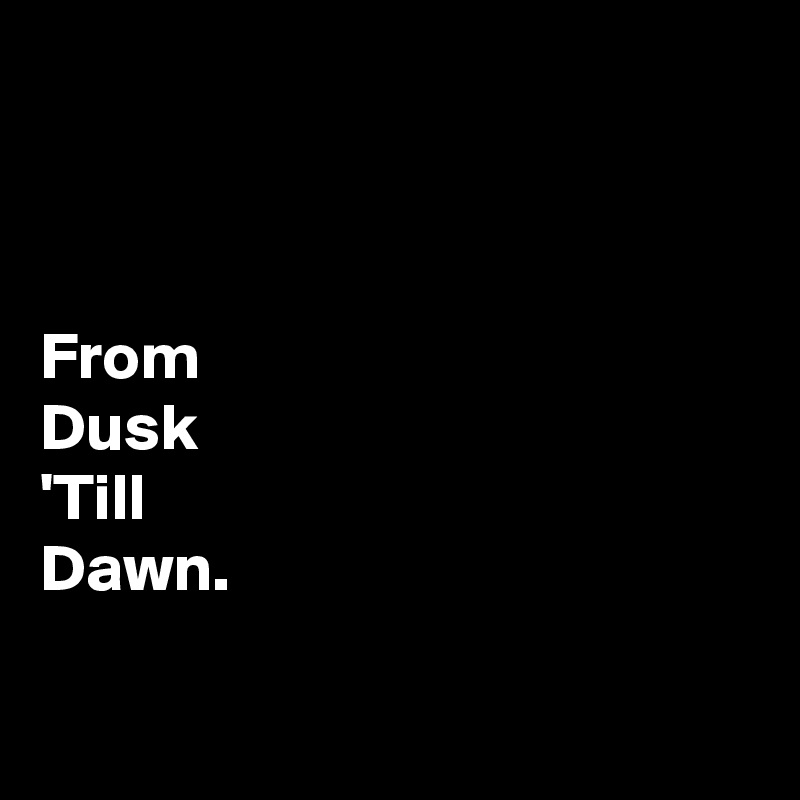



From
Dusk
'Till
Dawn.

